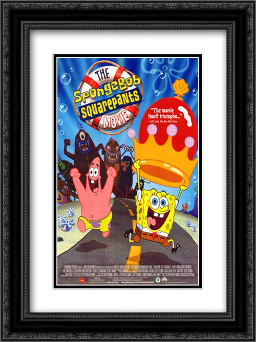 SpongeBob SquarePants Movie 18x24 Black Ornate Wood Framed Movie Poster with Double Matting