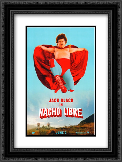 Nacho Libre 18x24 Black Ornate Wood Framed Movie Poster with Double Matting