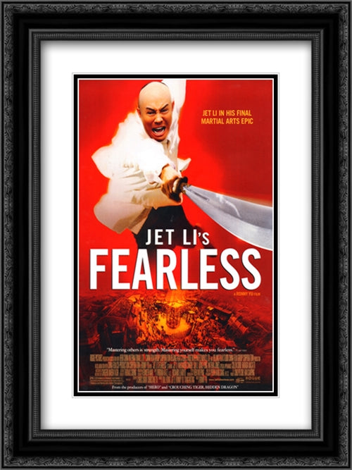 Jet Li's Fearless 18x24 Black Ornate Wood Framed Movie Poster with Double Matting