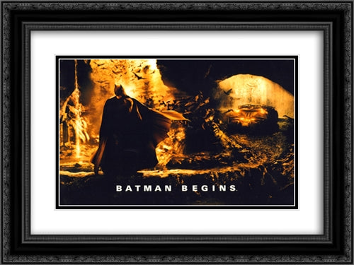 Batman Begins 24x18 Black Ornate Wood Framed Movie Poster with Double Matting