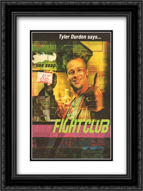 Fight Club 18x24 Black Ornate Wood Framed Movie Poster with Double Matting