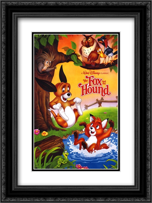 The Fox and the Hound 18x24 Black Ornate Wood Framed Movie Poster with Double Matting