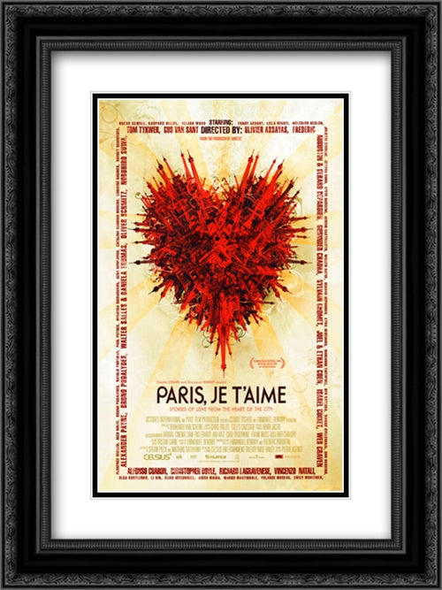 Paris Je T'aime 18x24 Black Ornate Wood Framed Movie Poster with Double Matting