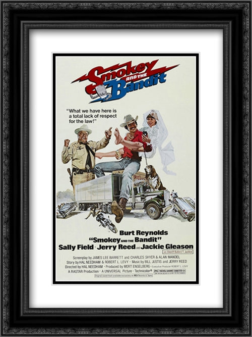 Smokey and the Bandit 18x24 Black Ornate Wood Framed Movie Poster with Double Matting