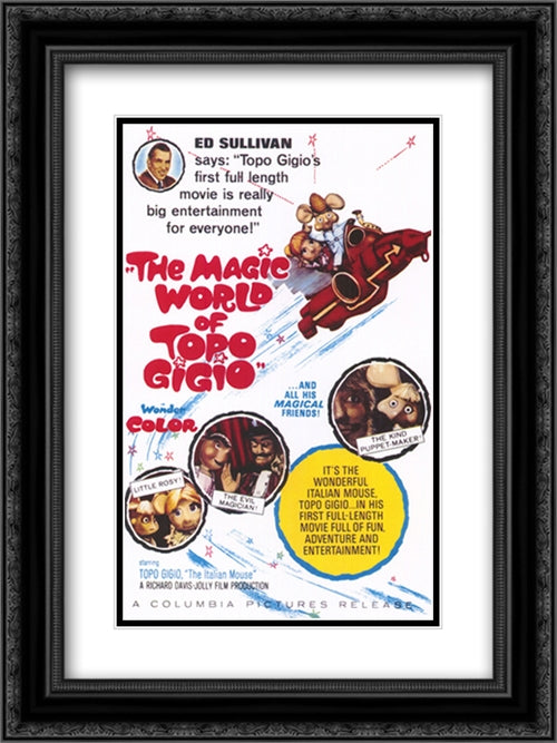 The Magic World of Topo Gigio 18x24 Black Ornate Wood Framed Movie Poster with Double Matting