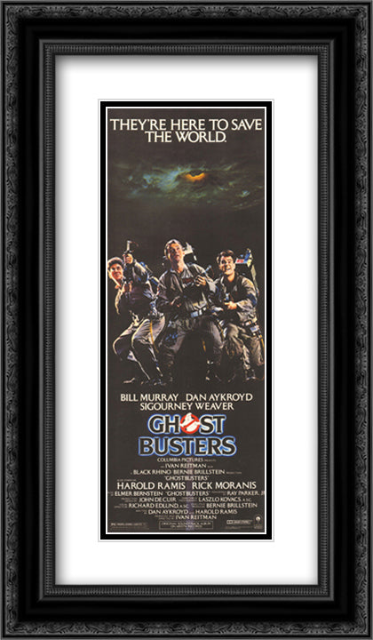 Ghostbusters 14x24 Black Ornate Wood Framed Movie Poster with Double Matting