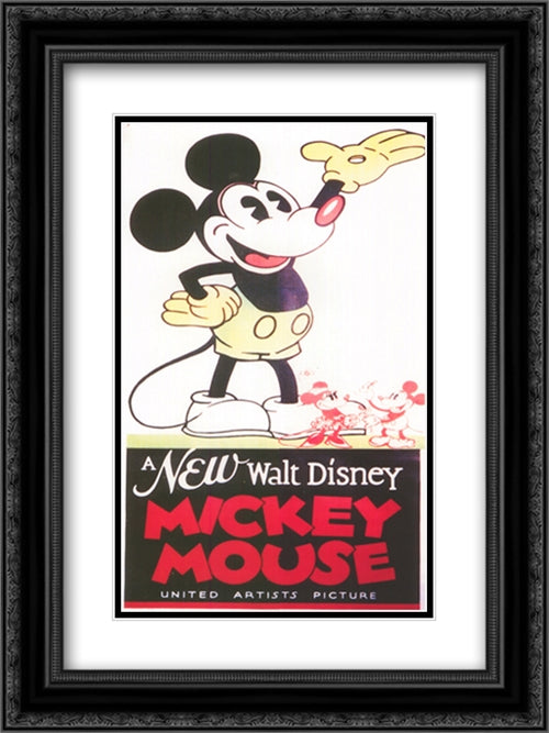 A New Walt Disney Mickey Mouse 18x24 Black Ornate Wood Framed Movie Poster with Double Matting