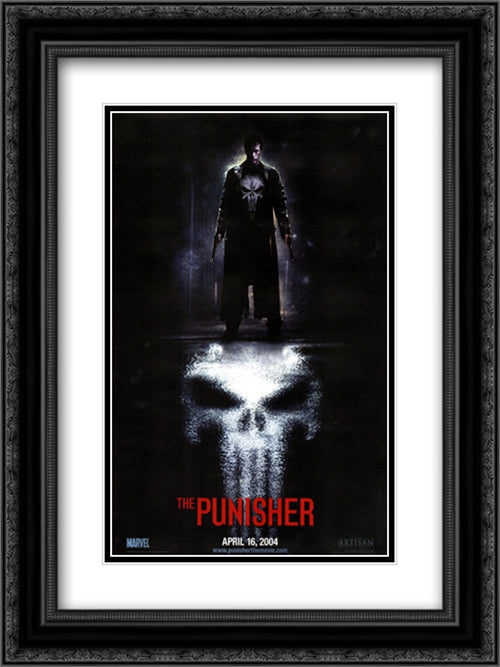 The Punisher 18x24 Black Ornate Wood Framed Movie Poster with Double Matting