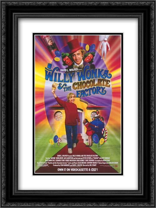 Willy Wonka and the Chocolate Factory 18x24 Black Ornate Wood Framed Movie Poster with Double Matting