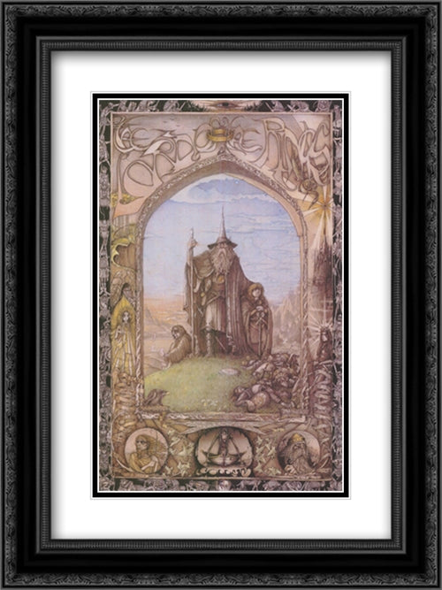 Lord of the Rings, animated - style D 18x24 Black Ornate Wood Framed Movie Poster with Double Matting