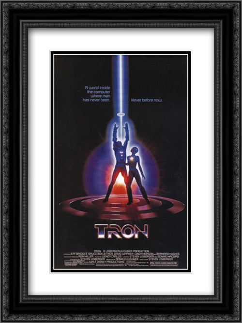 Tron 18x24 Black Ornate Wood Framed Movie Poster with Double Matting