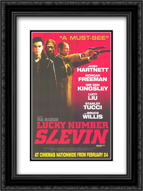 Lucky Number Slevin 18x24 Black Ornate Wood Framed Movie Poster with Double Matting