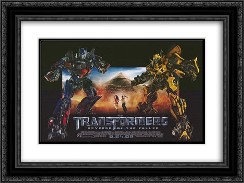 Transformers 2: Revenge of the Fallen style D 24x18 Black Ornate Wood Framed Movie Poster with Double Matting