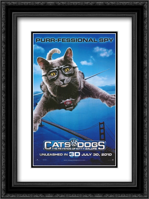 Cats and Dogs: The Revenge of Kitty Galore style C 18x24 Black Ornate Wood Framed Movie Poster with Double Matting