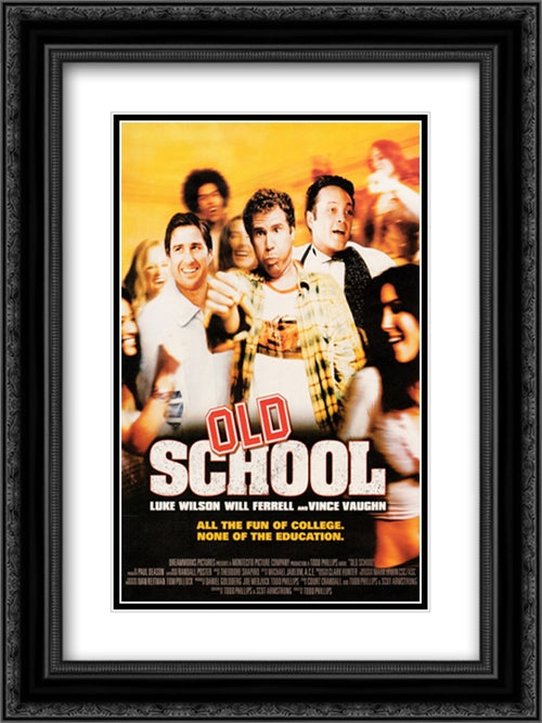 Old School 18x24 Black Ornate Wood Framed Movie Poster with Double Matting