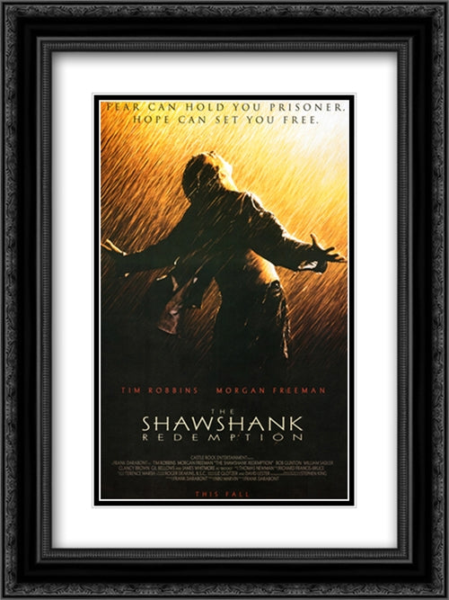 Shawshank Redemption 18x24 Black Ornate Wood Framed Movie Poster with Double Matting