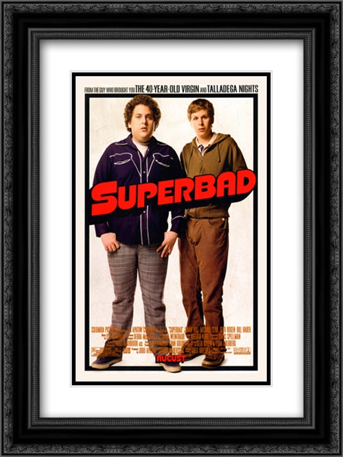 Superbad 18x24 Black Ornate Wood Framed Movie Poster with Double Matting