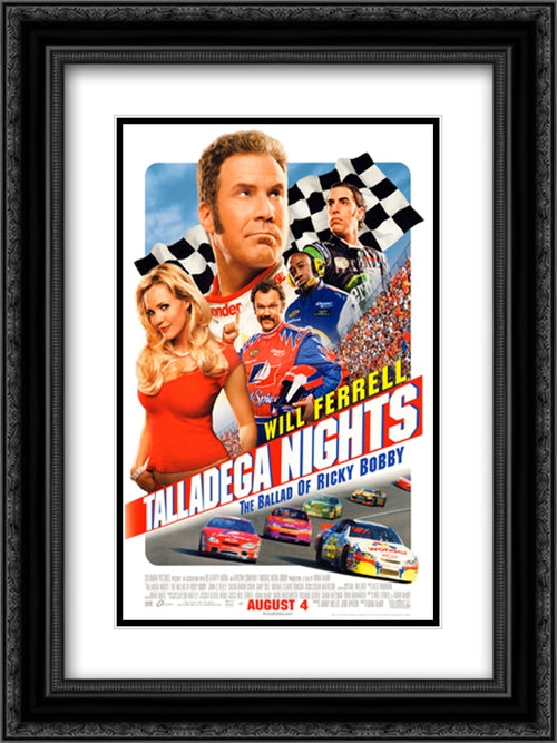 Talladega Nights 18x24 Black Ornate Wood Framed Movie Poster with Double Matting