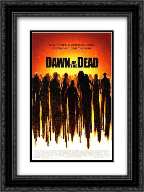 Dawn of the Dead 18x24 Black Ornate Wood Framed Movie Poster with Double Matting
