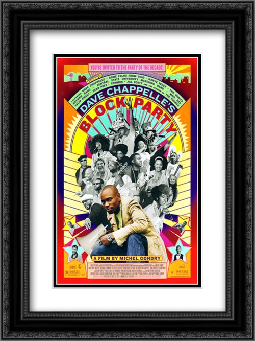 Dave Chappelle's Block Party 18x24 Black Ornate Wood Framed Movie Poster with Double Matting