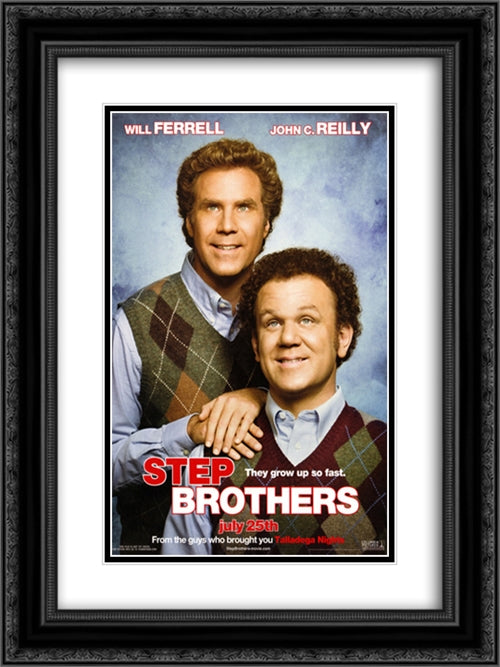 Step Brothers 18x24 Black Ornate Wood Framed Movie Poster with Double Matting