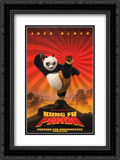Kung Fu Panda 18x24 Black Ornate Wood Framed Movie Poster with Double Matting