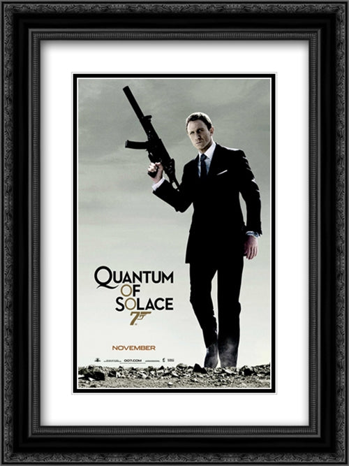 Quantum of Solace, James Bond 18x24 Black Ornate Wood Framed Movie Poster with Double Matting