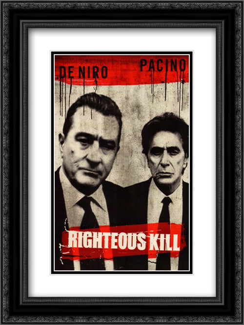 Righteous Kill 18x24 Black Ornate Wood Framed Movie Poster with Double Matting