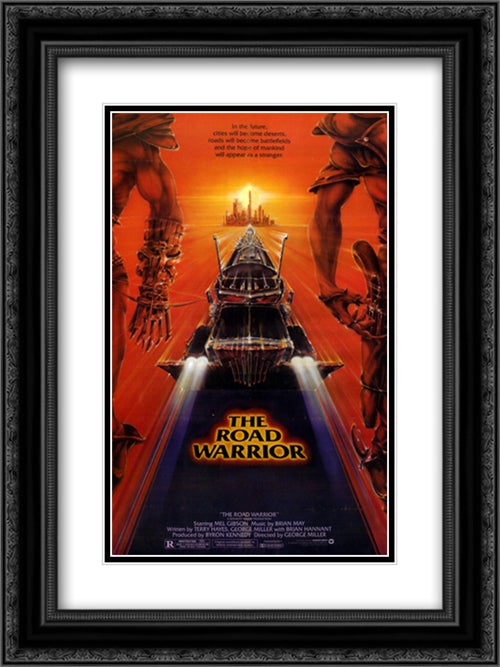 Mad Max 2: The Road Warrior 18x24 Black Ornate Wood Framed Movie Poster with Double Matting