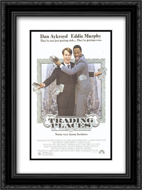 Trading Places 18x24 Black Ornate Wood Framed Movie Poster with Double Matting
