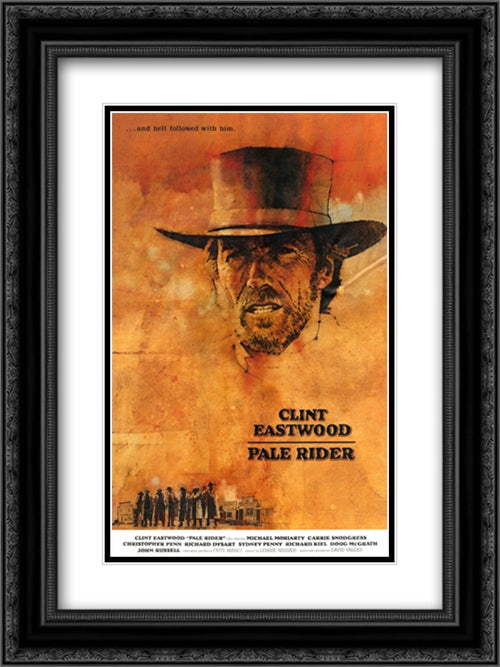 Pale Rider 18x24 Black Ornate Wood Framed Movie Poster with Double Matting