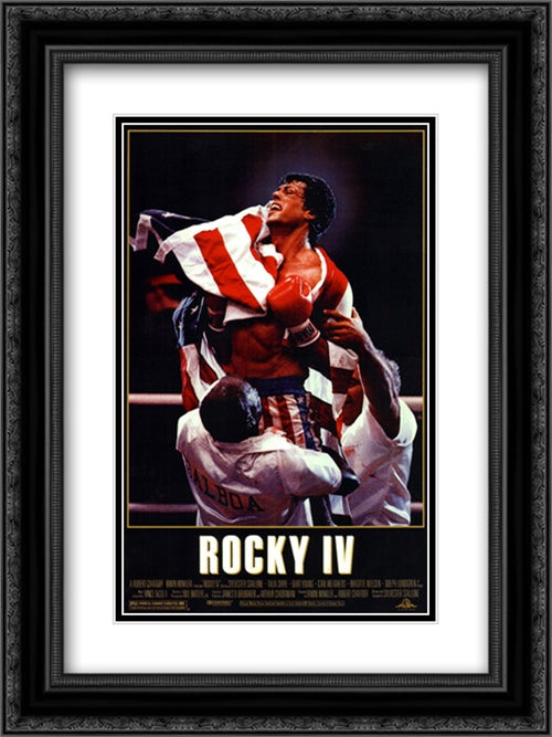 Rocky 4 18x24 Black Ornate Wood Framed Movie Poster with Double Matting
