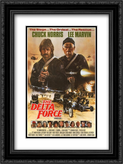 Delta Force 18x24 Black Ornate Wood Framed Movie Poster with Double Matting