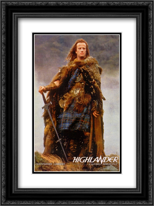 Highlander 18x24 Black Ornate Wood Framed Movie Poster with Double Matting