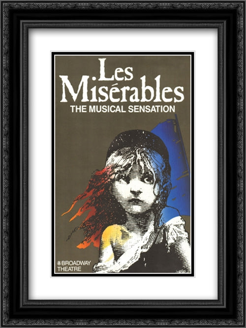 Les Miserables - Broadway 18x24 Black Ornate Wood Framed Movie Poster with Double Matting