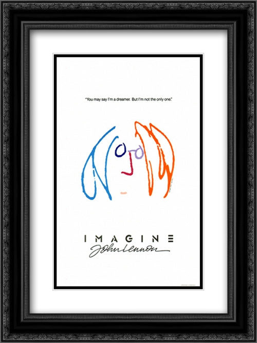 Imagine John Lennon 18x24 Black Ornate Wood Framed Movie Poster with Double Matting
