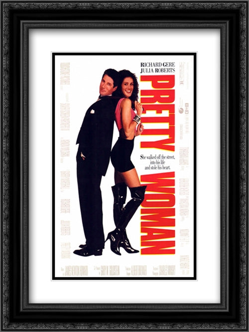 Pretty Woman 18x24 Black Ornate Wood Framed Movie Poster with Double Matting