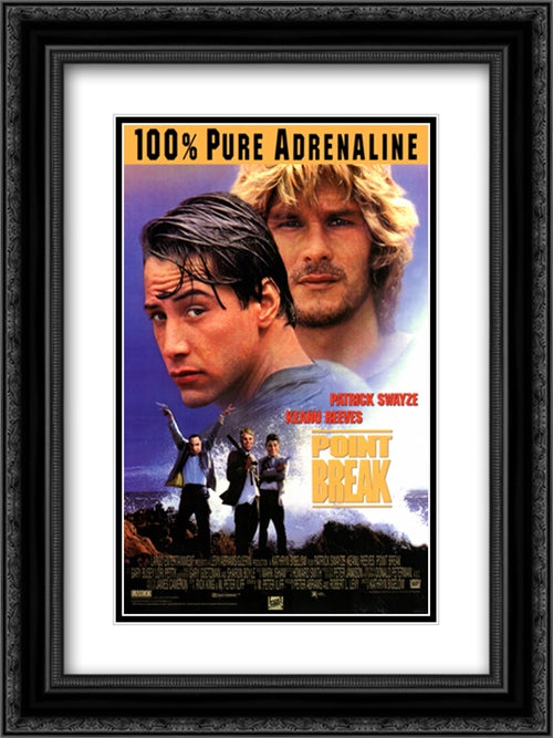 Point Break 18x24 Black Ornate Wood Framed Movie Poster with Double Matting