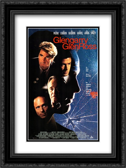 Glengarry Glen Ross 18x24 Black Ornate Wood Framed Movie Poster with Double Matting