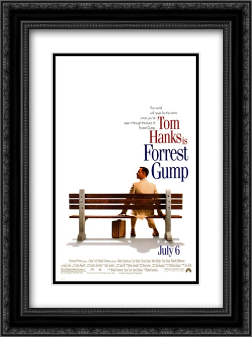 Forrest Gump 18x24 Black Ornate Wood Framed Movie Poster with Double Matting
