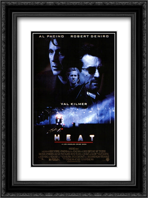 Heat 18x24 Black Ornate Wood Framed Movie Poster with Double Matting