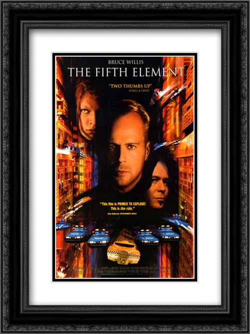 The Fifth Element 18x24 Black Ornate Wood Framed Movie Poster with Double Matting