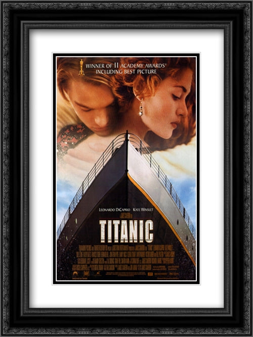 Titanic 18x24 Black Ornate Wood Framed Movie Poster with Double Matting