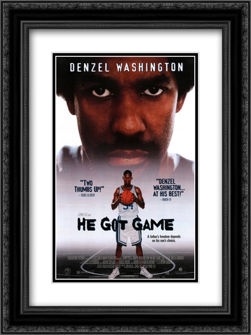 He Got Game 18x24 Black Ornate Wood Framed Movie Poster with Double Matting