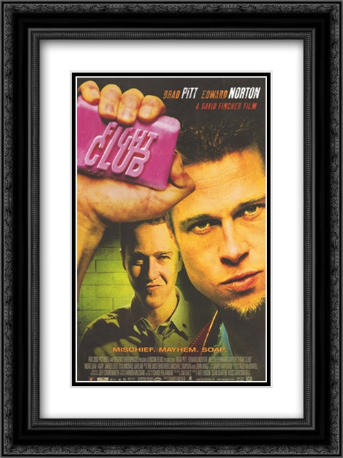 Fight Club 18x24 Black Ornate Wood Framed Movie Poster with Double Matting