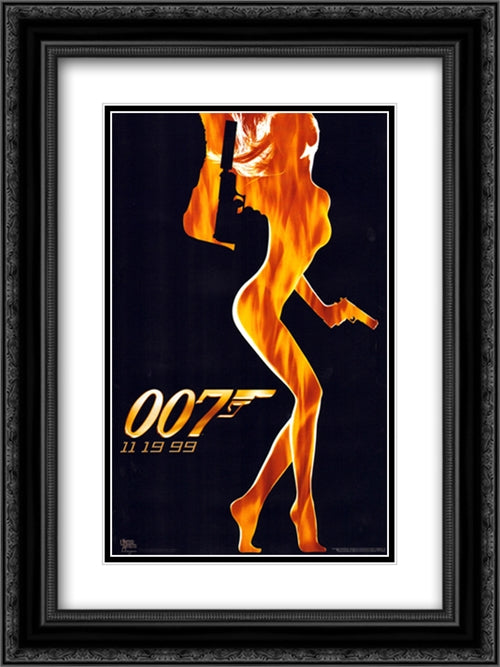 The World is Not Enough (007) 18x24 Black Ornate Wood Framed Movie Poster with Double Matting