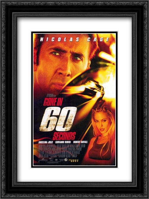 Gone in 60 Seconds 18x24 Black Ornate Wood Framed Movie Poster with Double Matting