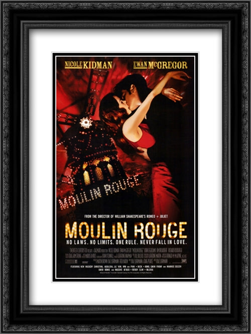 Moulin Rouge 18x24 Black Ornate Wood Framed Movie Poster with Double Matting