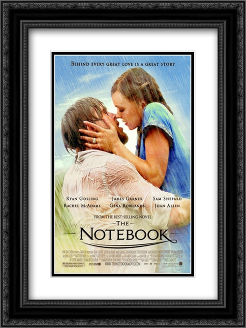 The Notebook 18x24 Black Ornate Wood Framed Movie Poster with Double Matting