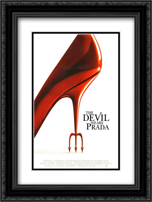 The Devil Wears Prada 18x24 Black Ornate Wood Framed Movie Poster with Double Matting
